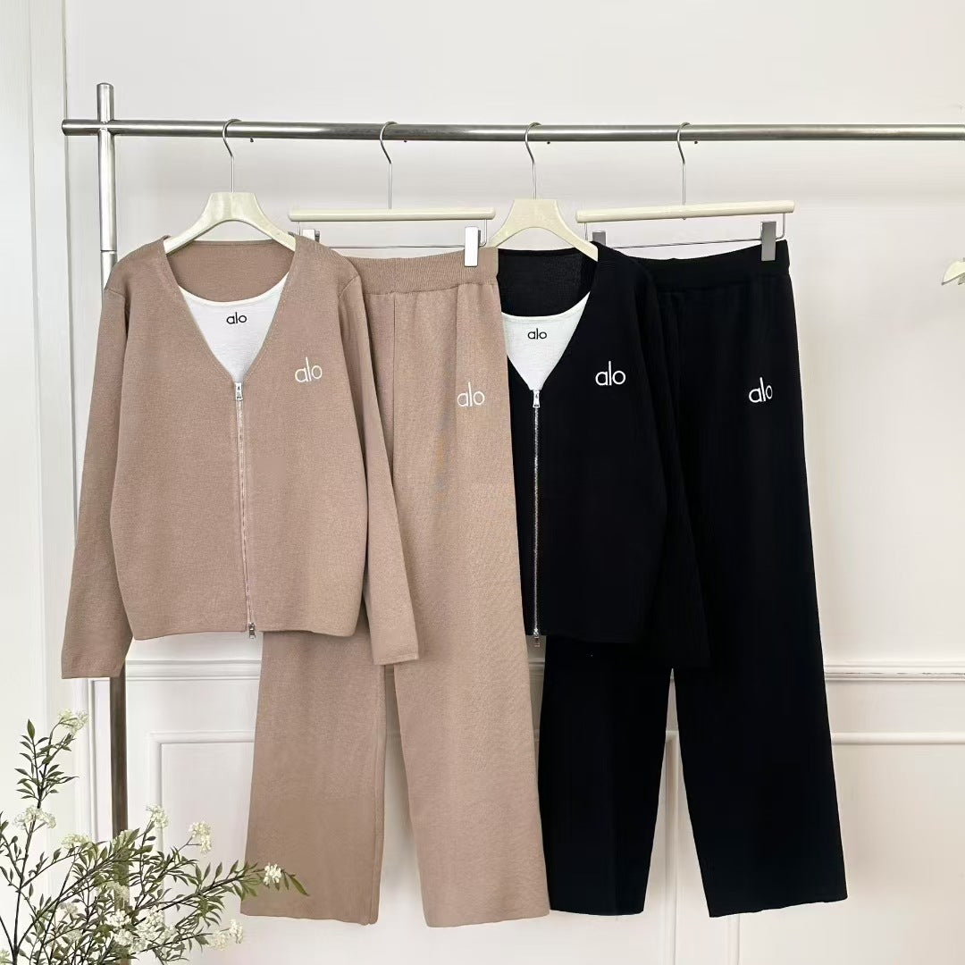 Women's Casual Style Knitting Fake Two-piece Korean Suits