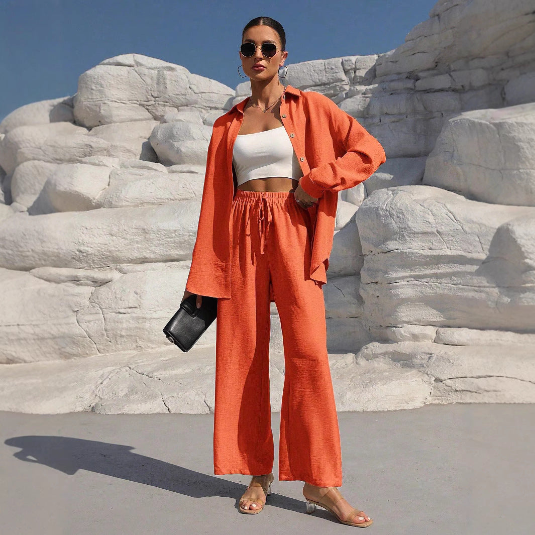 Women's Autumn Graceful Long Sleeve Two-piece Set Solid Fashion Casual Suit