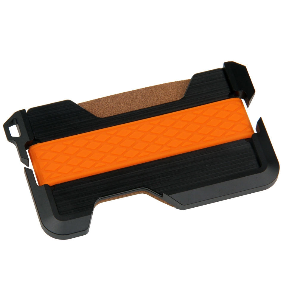 Metal Swiping Leather Stainless Steel Clamp Card Holder