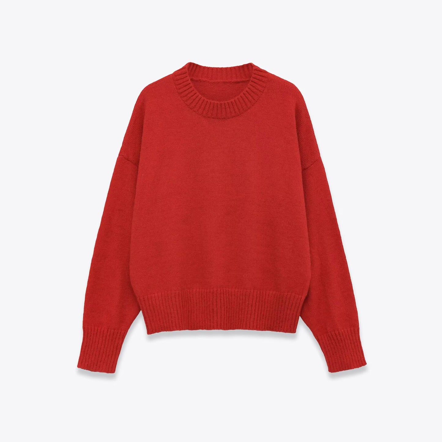 Women's Simple Pullover Soft Plain Stitch Knitwear