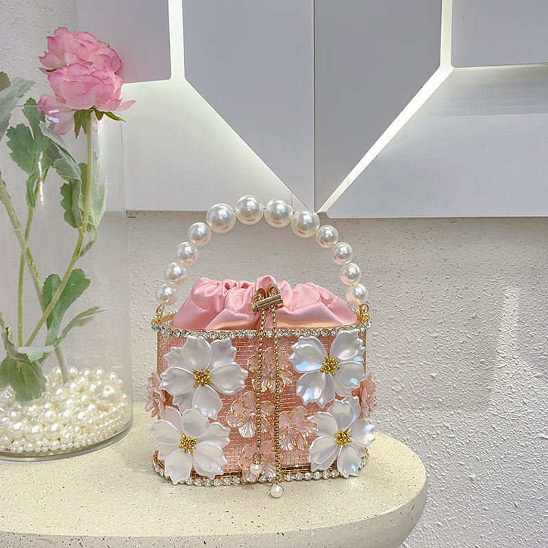 Cage Handmade Hollow Shiny Rhinestone Chain Handbags