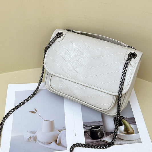 Women's Forest Genuine Leather Chain Large Capacity Crossbody Bags