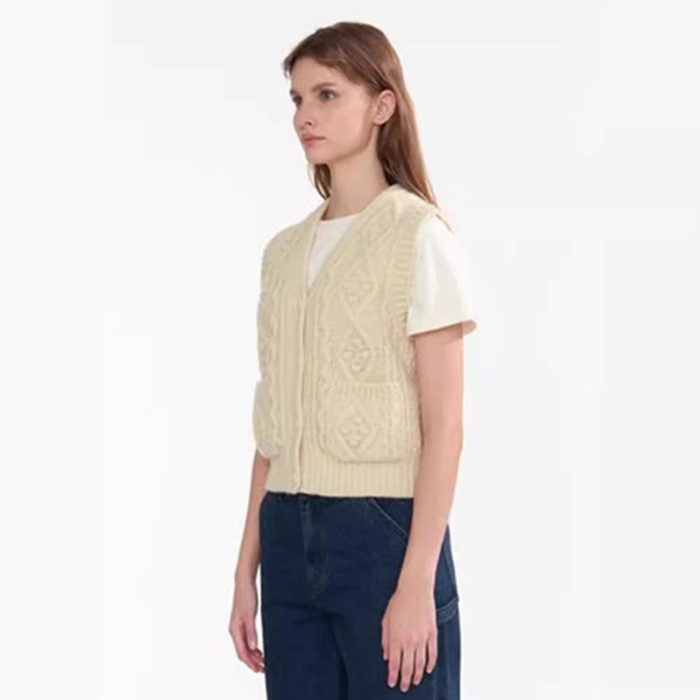Women's Korean Style Casual Twist Waistcoat Buckle Vests