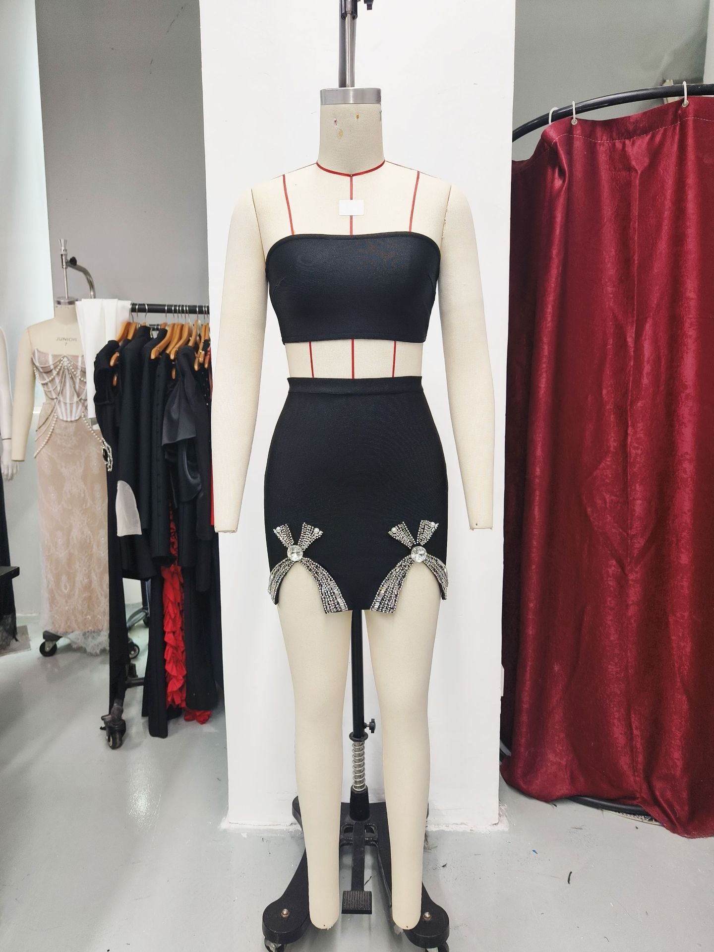 Women's Autumn Diamond Bow Sexy Tube Bandage Suits