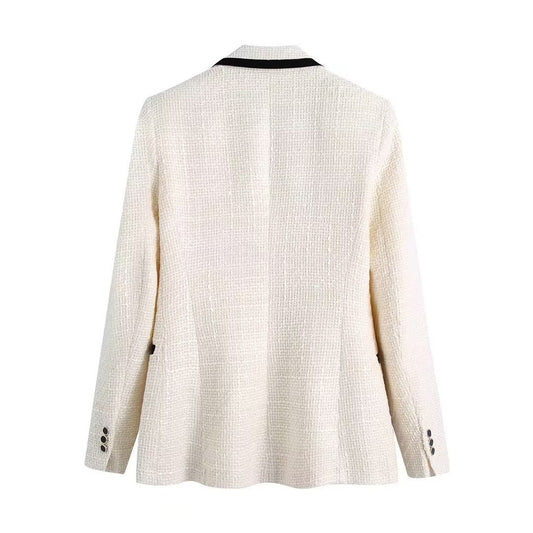 Women's Western Style Fashion White Color Contrast Blazers