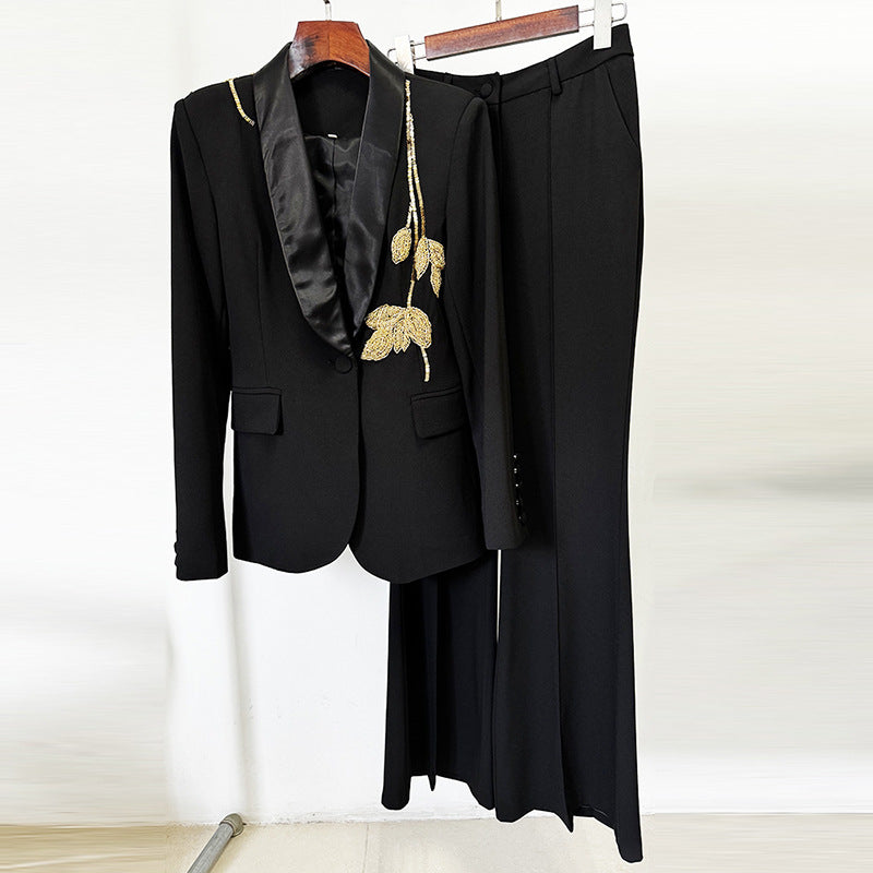 Classic Bead Slim Fit Flared Two-piece Pants
