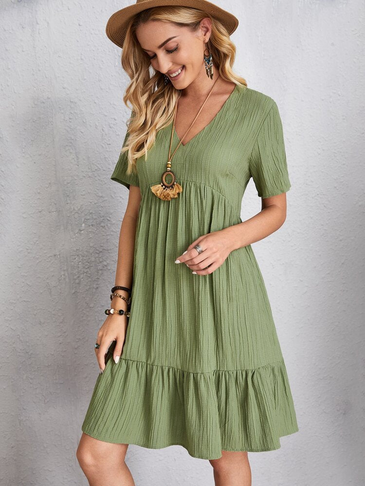 Fashion Hot Summer Solid Color Cake Dress