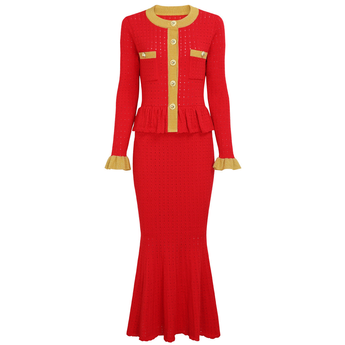 Quality Long Sleeve Round Neck Fishtail Dresses