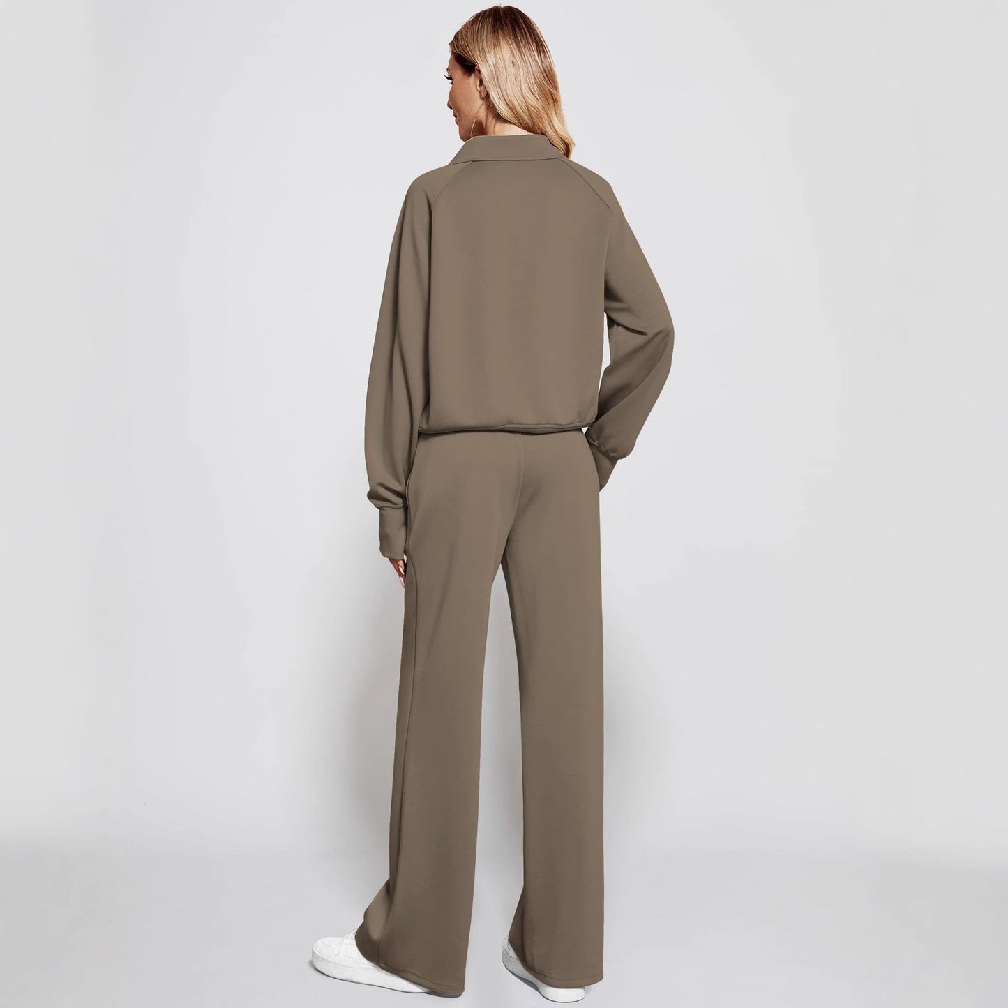 Women's Solid Color Long-sleeved Trousers Casual Sweatshirt Suits