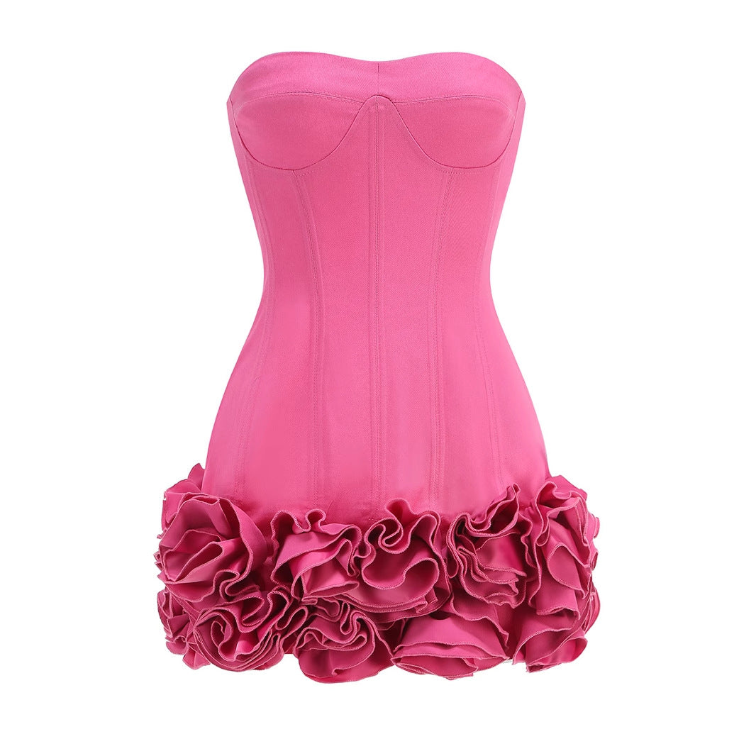 Women's Red For Sexy Tube Dress Flower Dresses
