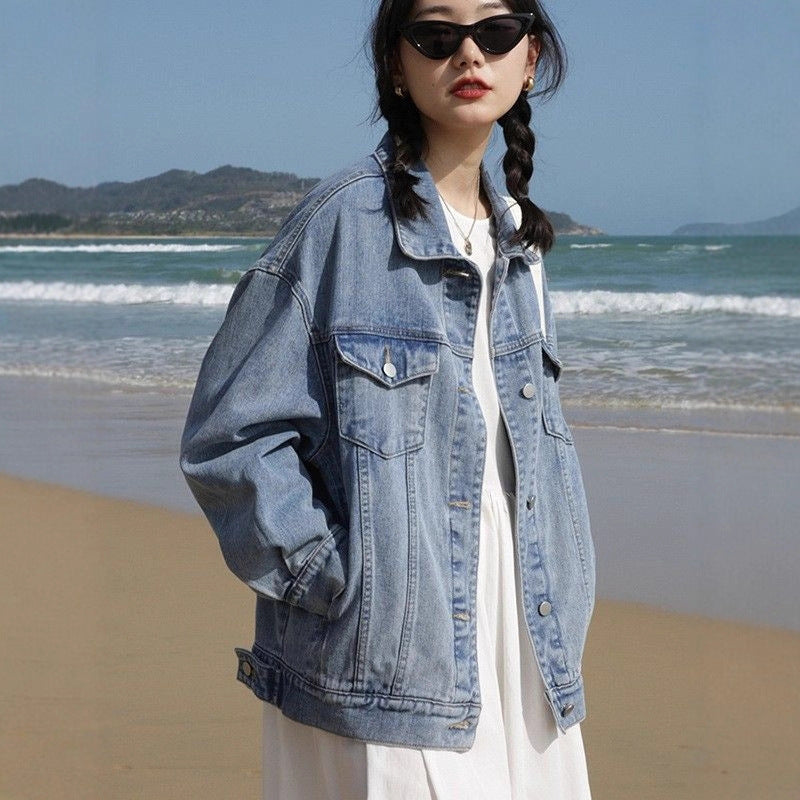 Women's American Vintage Denim Water-washed Loose Casual Jackets