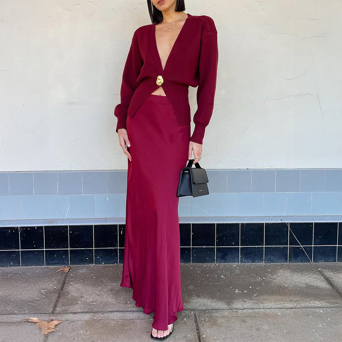 Women's Casual Simple Style Deep V Advanced Sweaters