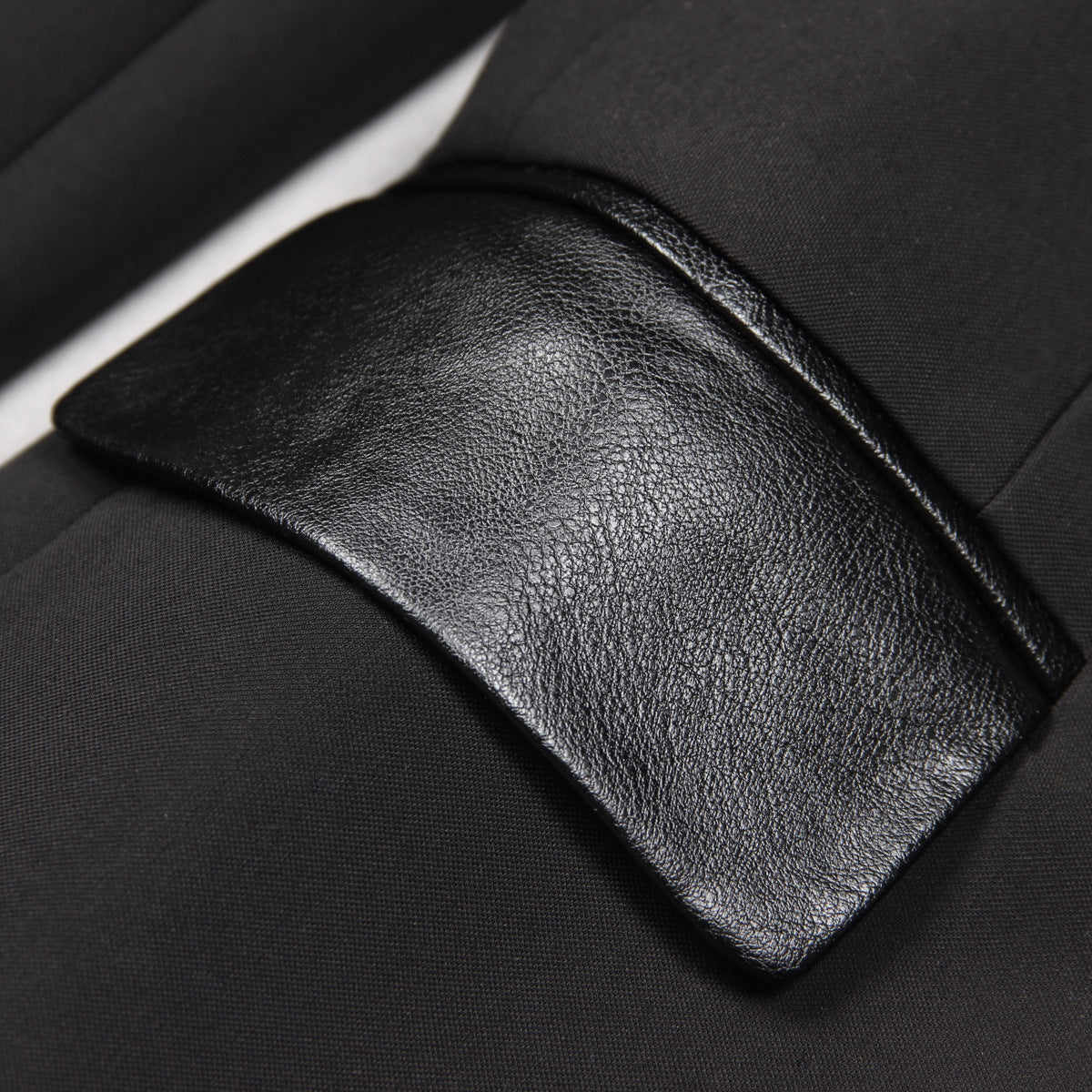 Women's Fashion Stitching Leather Long Sleeve Lapel Blazers