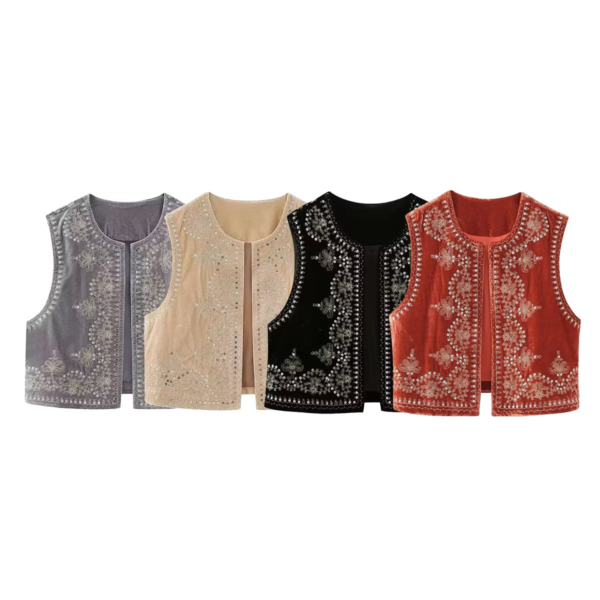 Women's Retro Fashion Casual Embroidered Veet Tops
