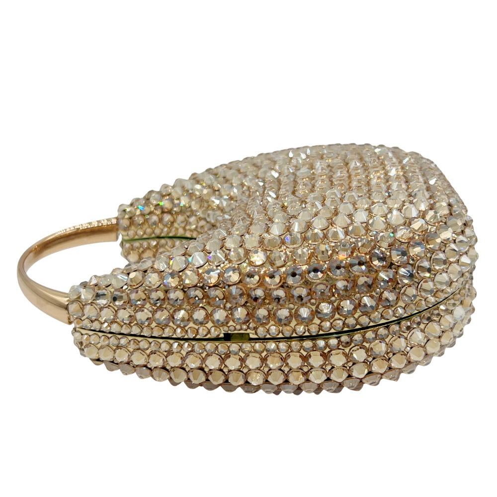 Women's Full Diamond Dinner Clutch Light Luxury Oval Portable Evening Bags