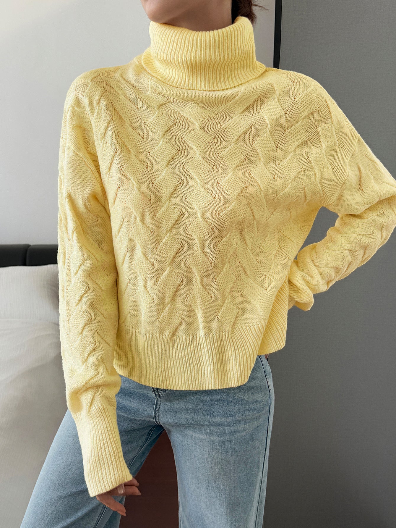Women's Casual Solid Color Wool Long Sleeve Sweaters