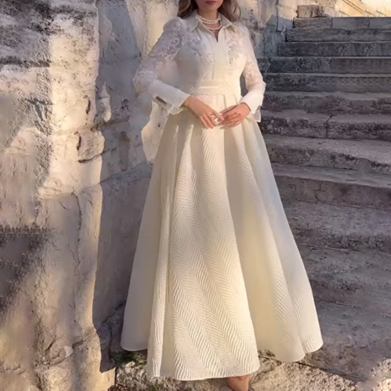 Lace Yarn French Style Retro Long Wedding Dresses