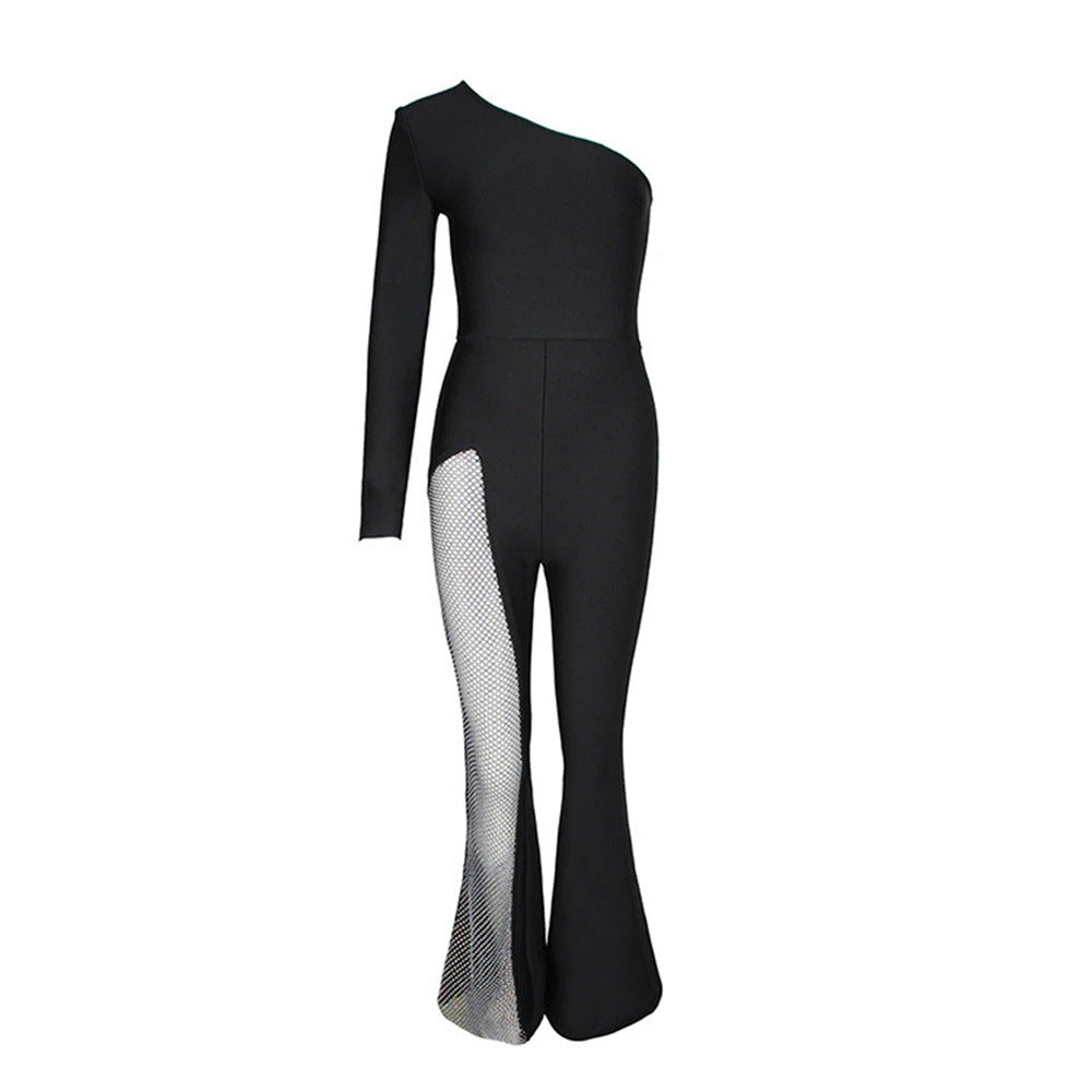 Women's Black Fashion Long Sleeve Sexy Tight Slimming Jumpsuits