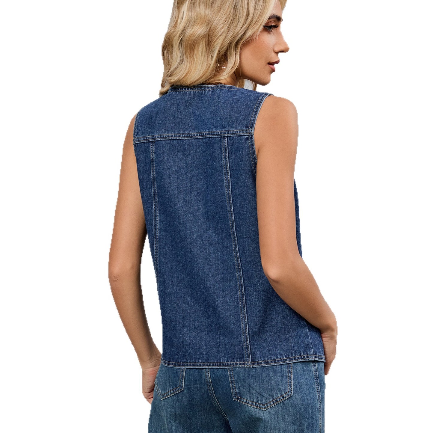 New Women's Washed Sleeveless Denim Fashion Vests