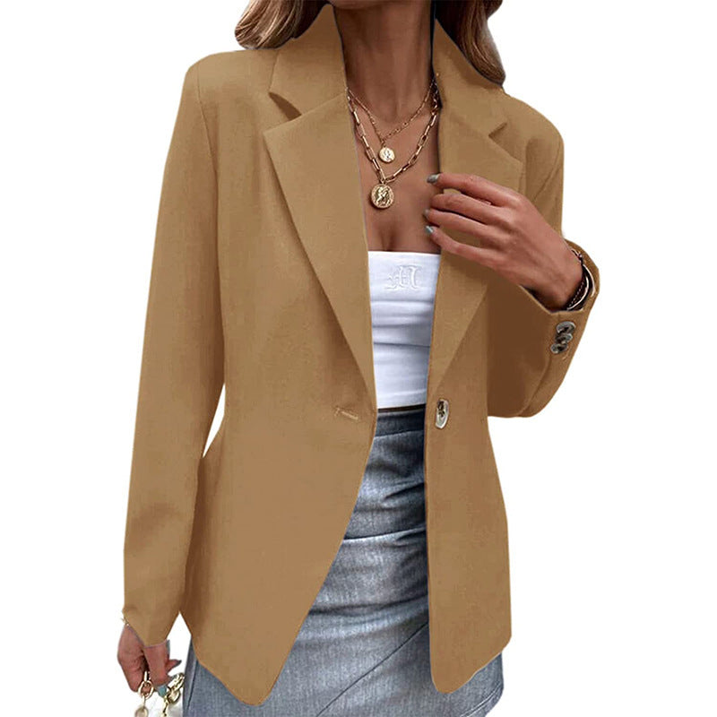 Graceful Women's Casual Long-sleeved Solid Color Small Suit