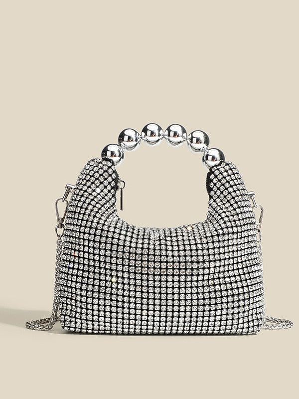 Women's Round Beads With Brick Fashion Diamond Chain Evening Bags