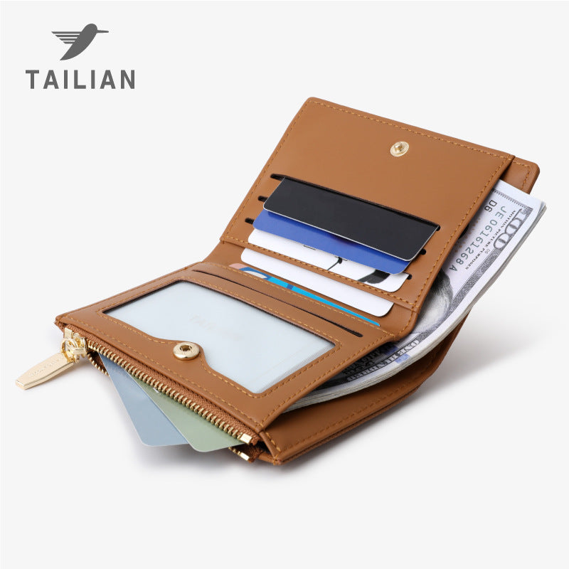 Women's Fashion Simple Premium Leather Special Prismatic Ladies Wallets