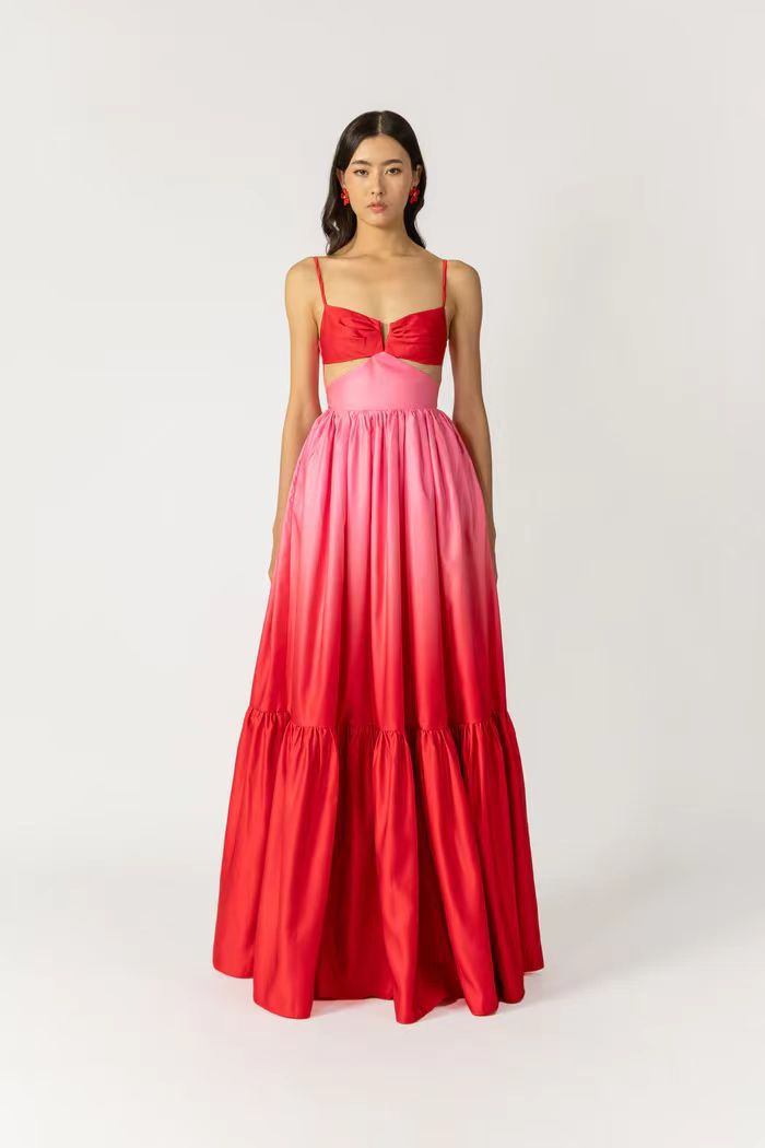 Summer Strap Gradient Color Backless Sleeveless Dress