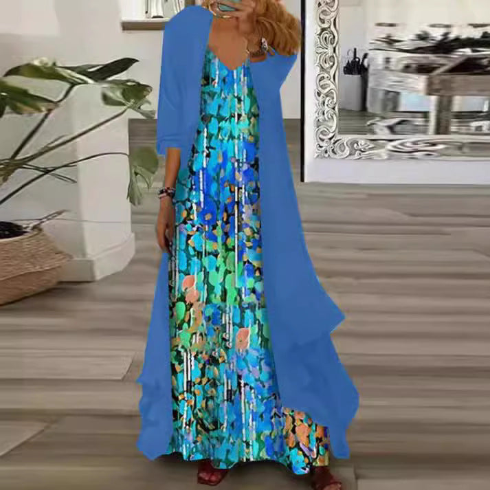 Women's Inner Dress Two-piece Floral Print Dresses