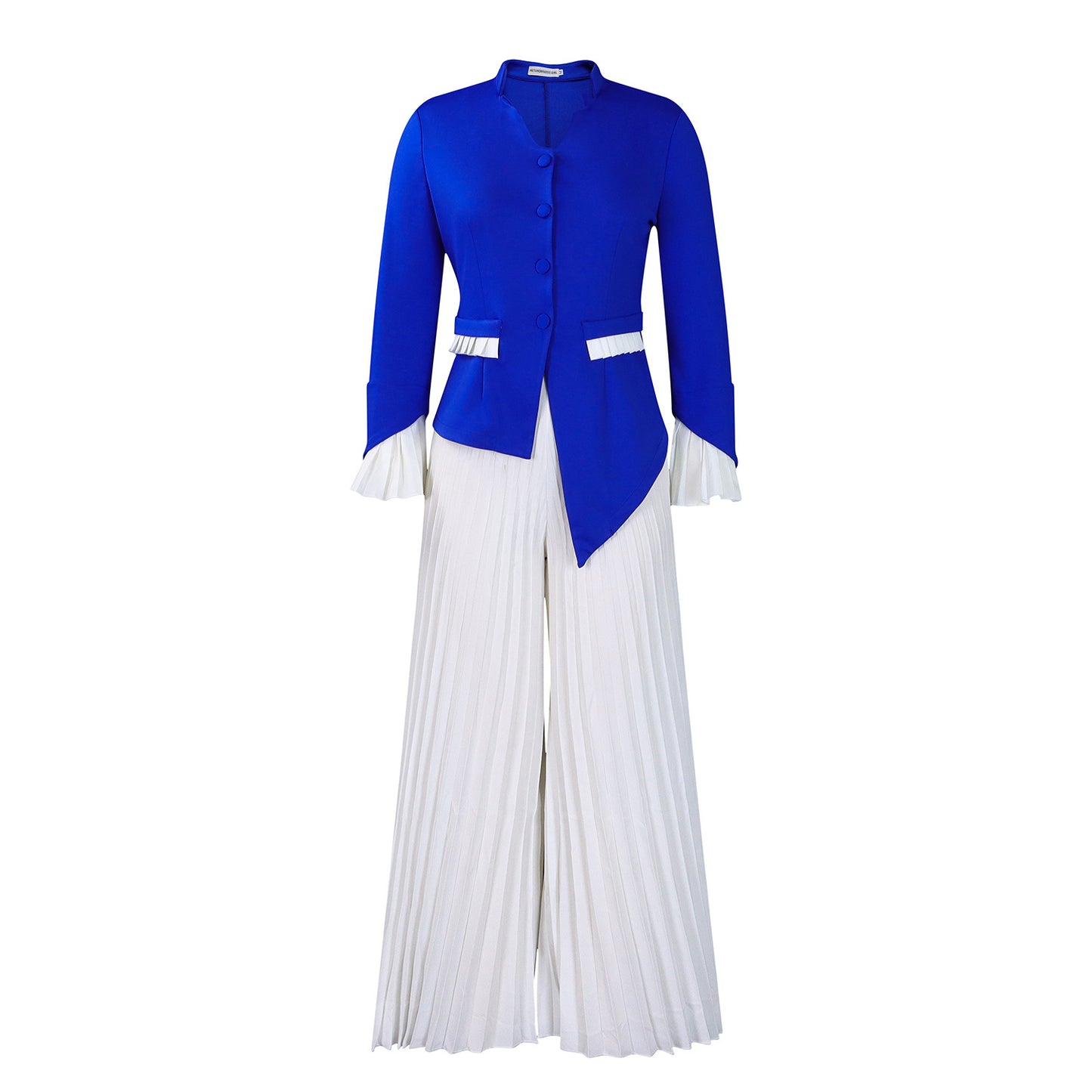 Elegant Flare Sleeve Pleated Wide Leg Two-piece Suits