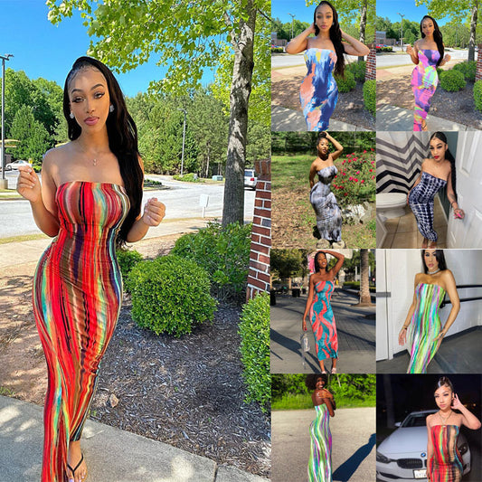 Classic Beautiful Glamorous Women's Colorful Tube Dress