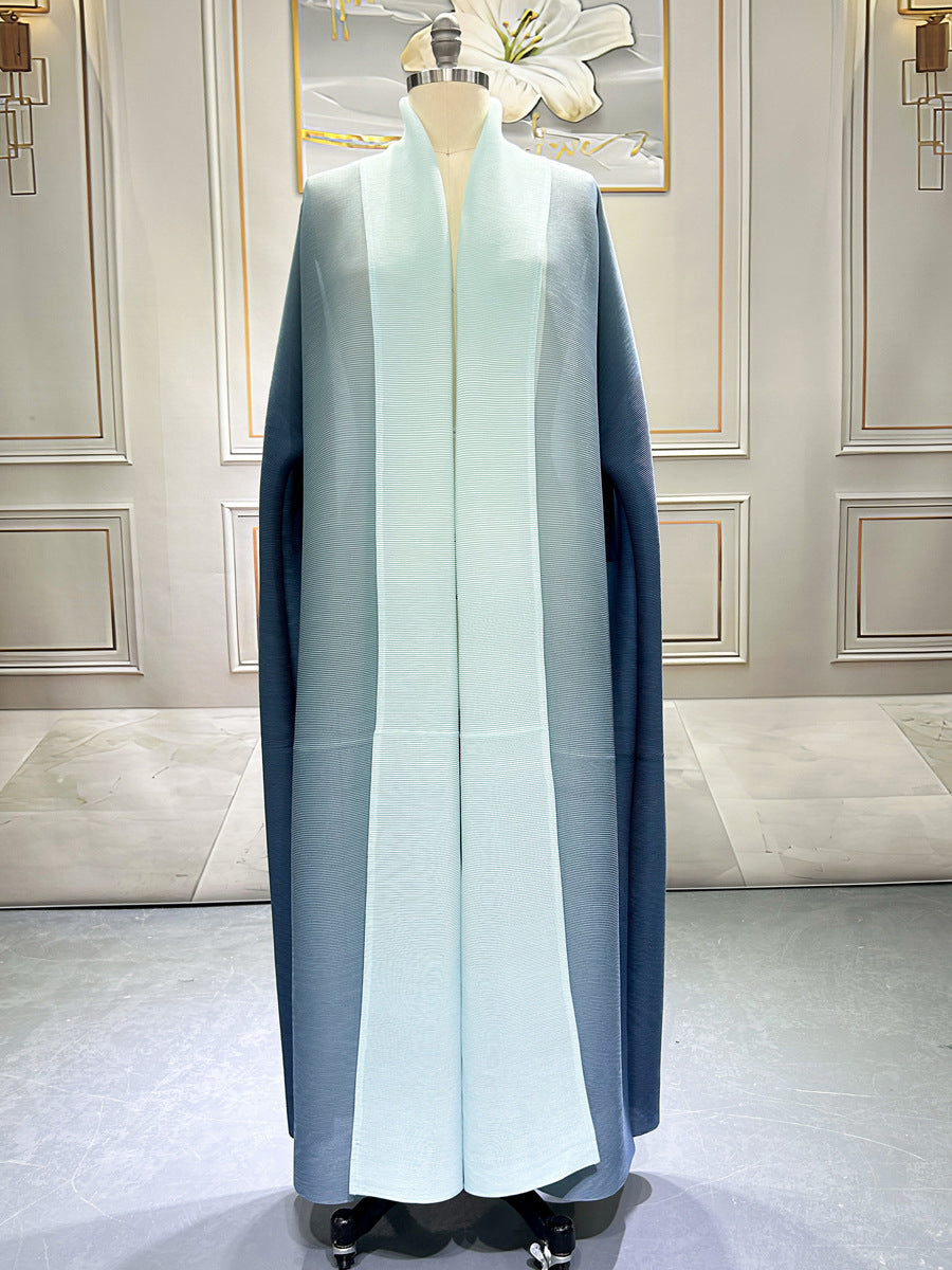 Women's Pleated Gradient Trench High-grade Robe Arab Coats