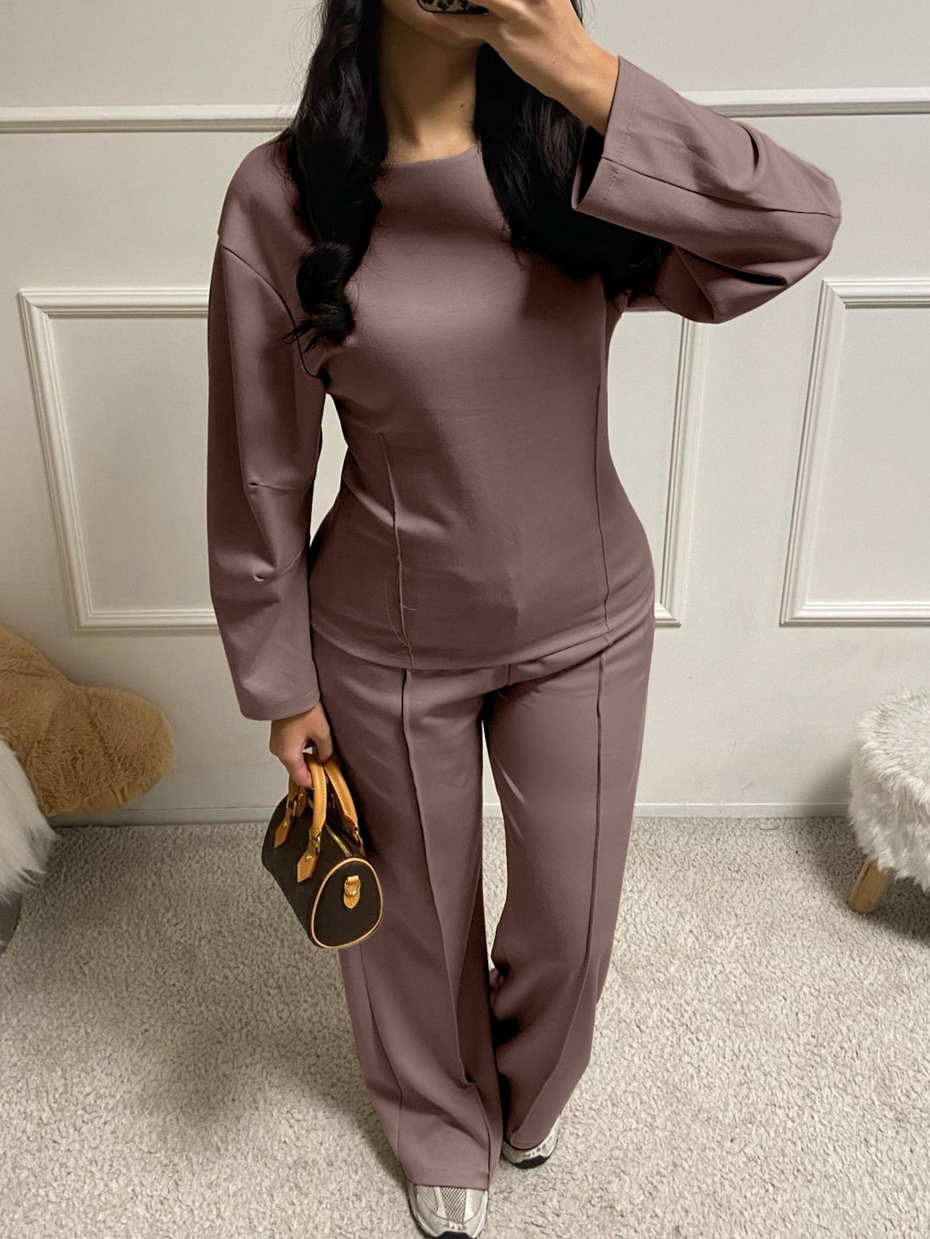 Women's Casual Fashion T-shirt Trousers Two-piece Suits