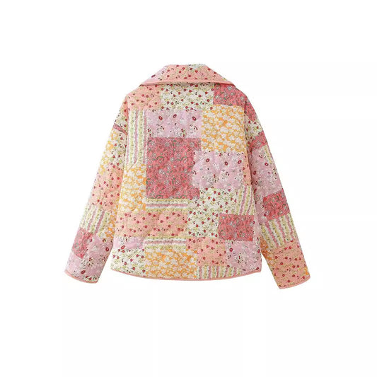 Women's Casual Lapel Printed Pocket Cotton Coats