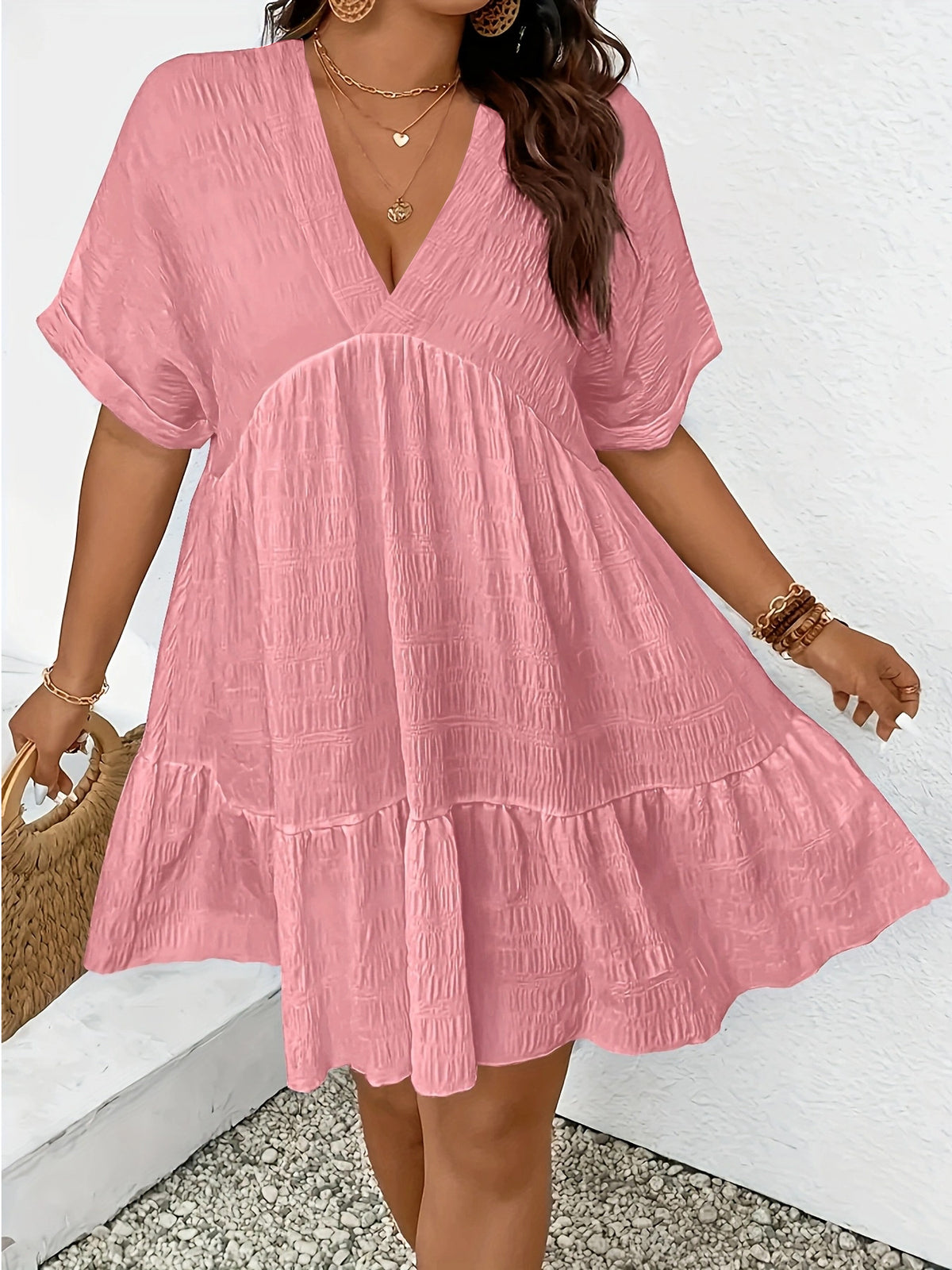 Women's Summer Casual Deep Sleeve Loose Dress