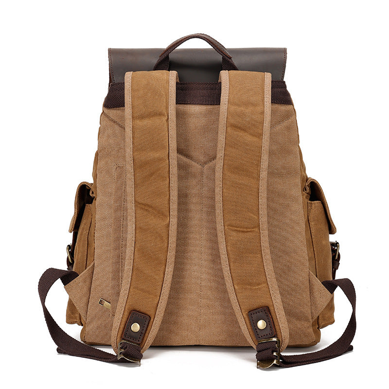 Leather Canvas Trend Computer Waterproof Oil Backpacks