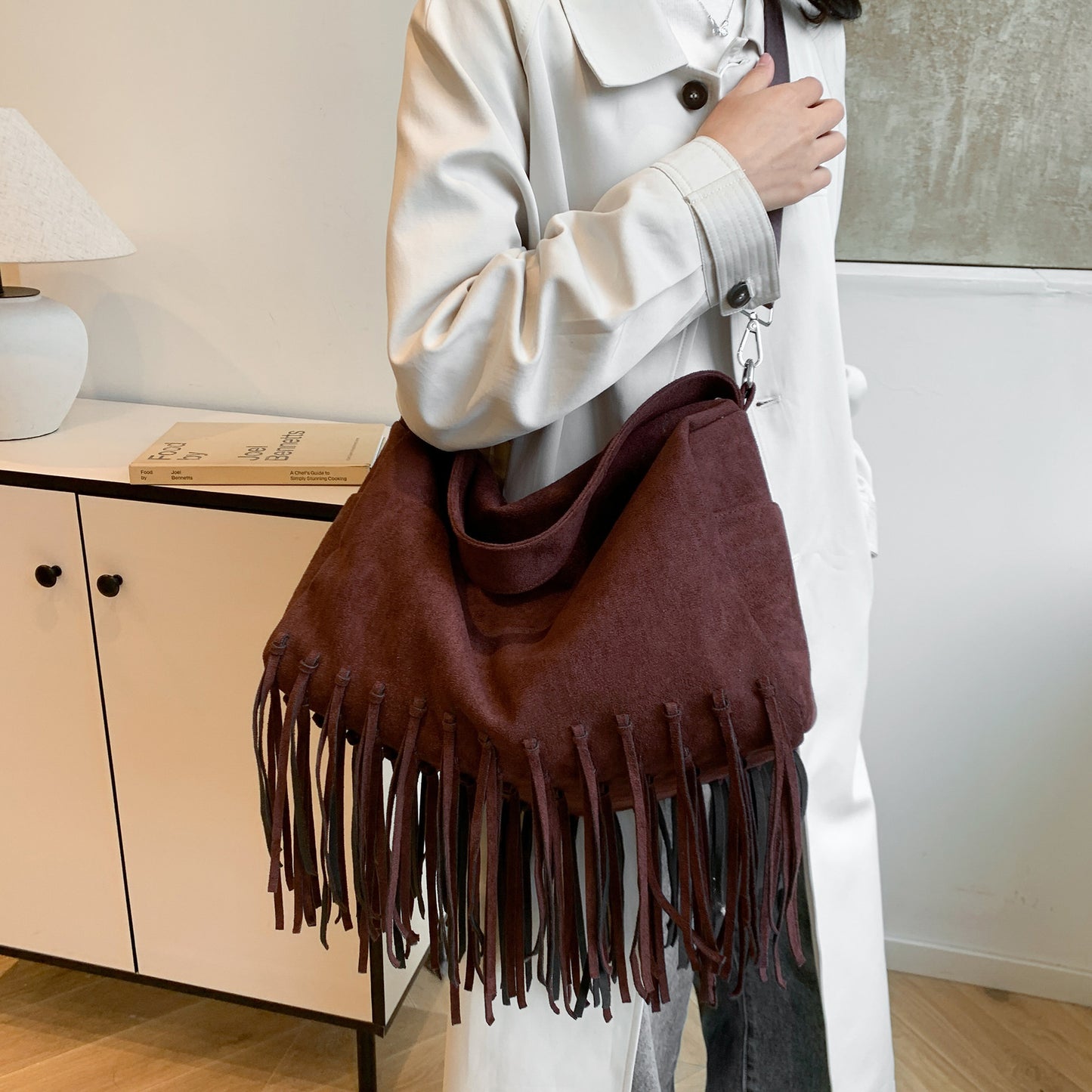 Women's Retro Portable Underarm Frosted Solid Color Tote Bags
