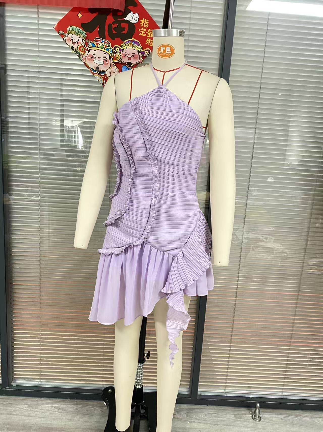 Women's Dress Ruffled Pleated Design Slimming Midi Dresses