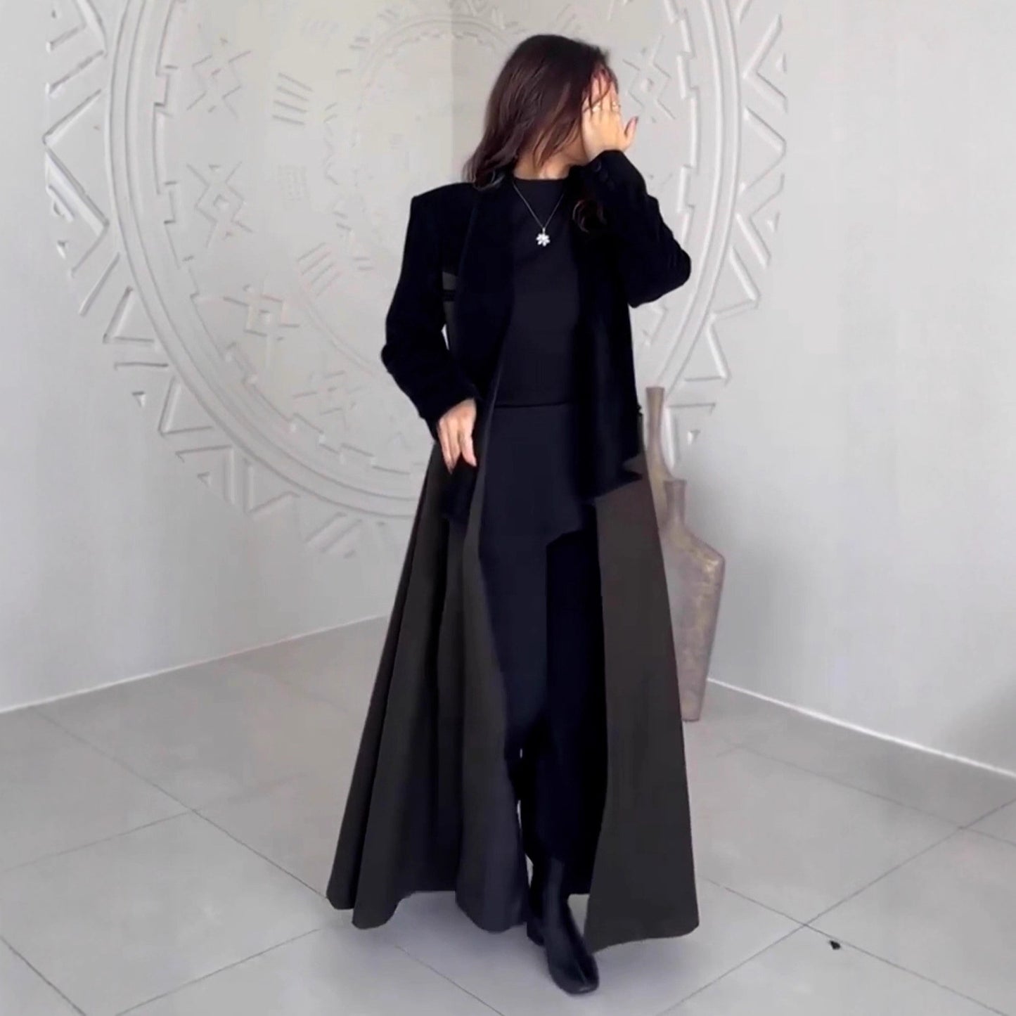 Women's Autumn Long Patchwork Free Lapel Trench Coats