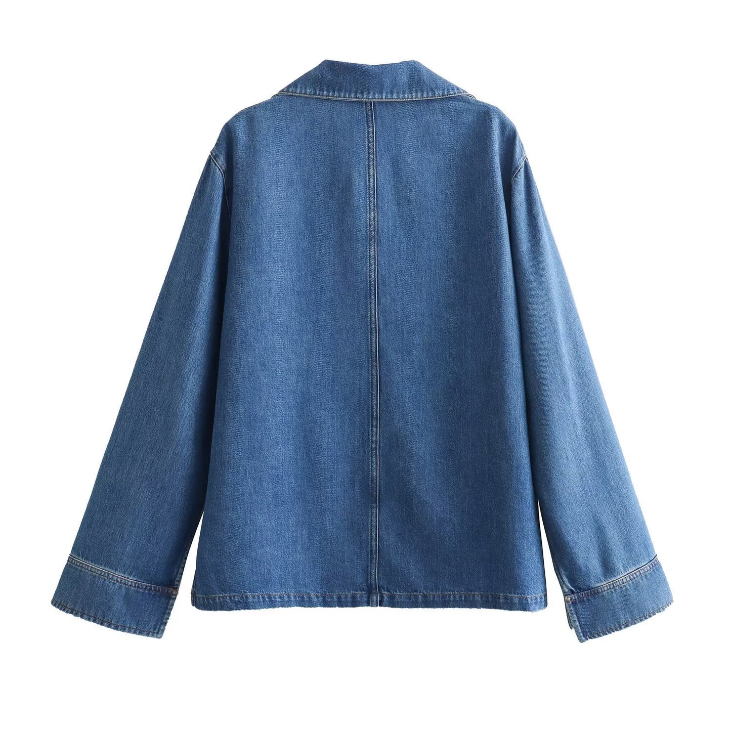 Women's Spring French Fashion Washed Blue Denim Suits
