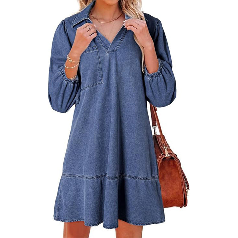 Women's Casual Style Clothes Cropped Puff Sleeve Dresses
