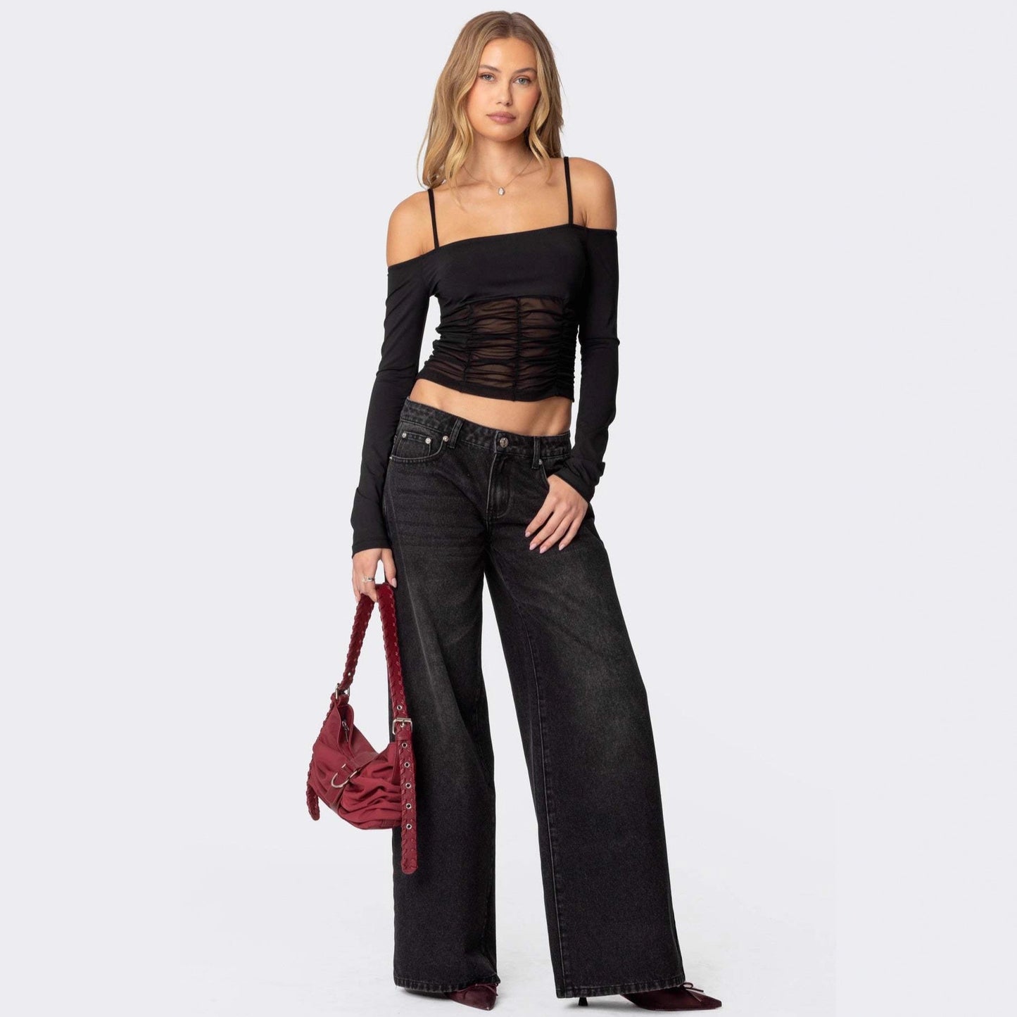 Loose Wide Leg Fashion Printed Denim Female Women's Jeans