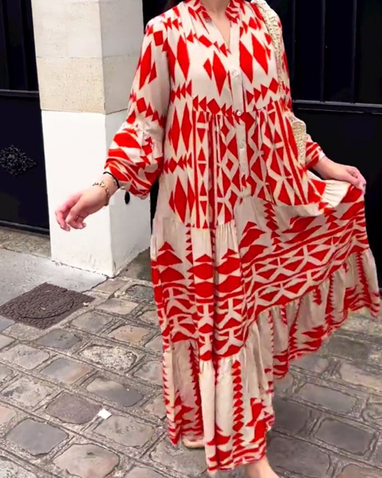Creative Pretty Women's Printed Shirt Bohemian Skirts