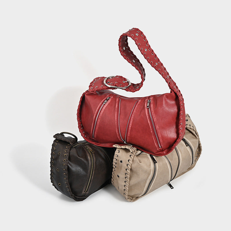 Women's Red Underarm Niche Design Large Capacity Armpit Bags