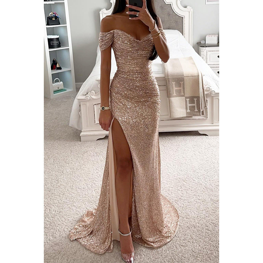 Women's Polyester Sexy Fine Split Ball Gown Dresses