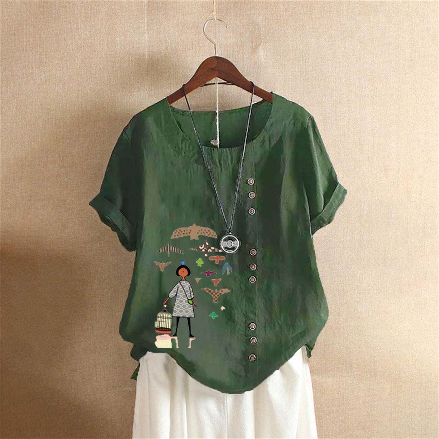 Women's Retro Large Casual Loose Cotton Linen Shorts