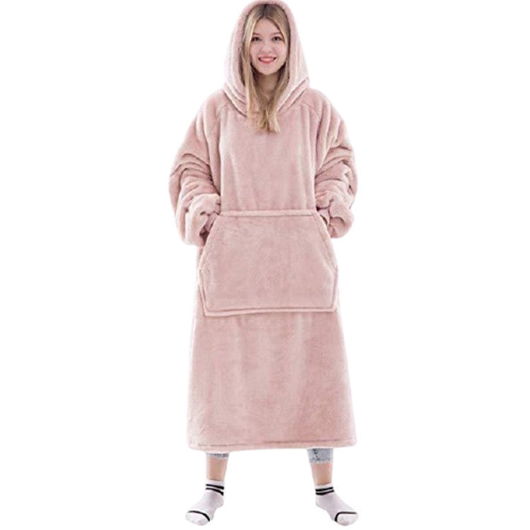 Women's Thread Flannel Thickened Warm Hooded Long Women's Sweater, Sweater