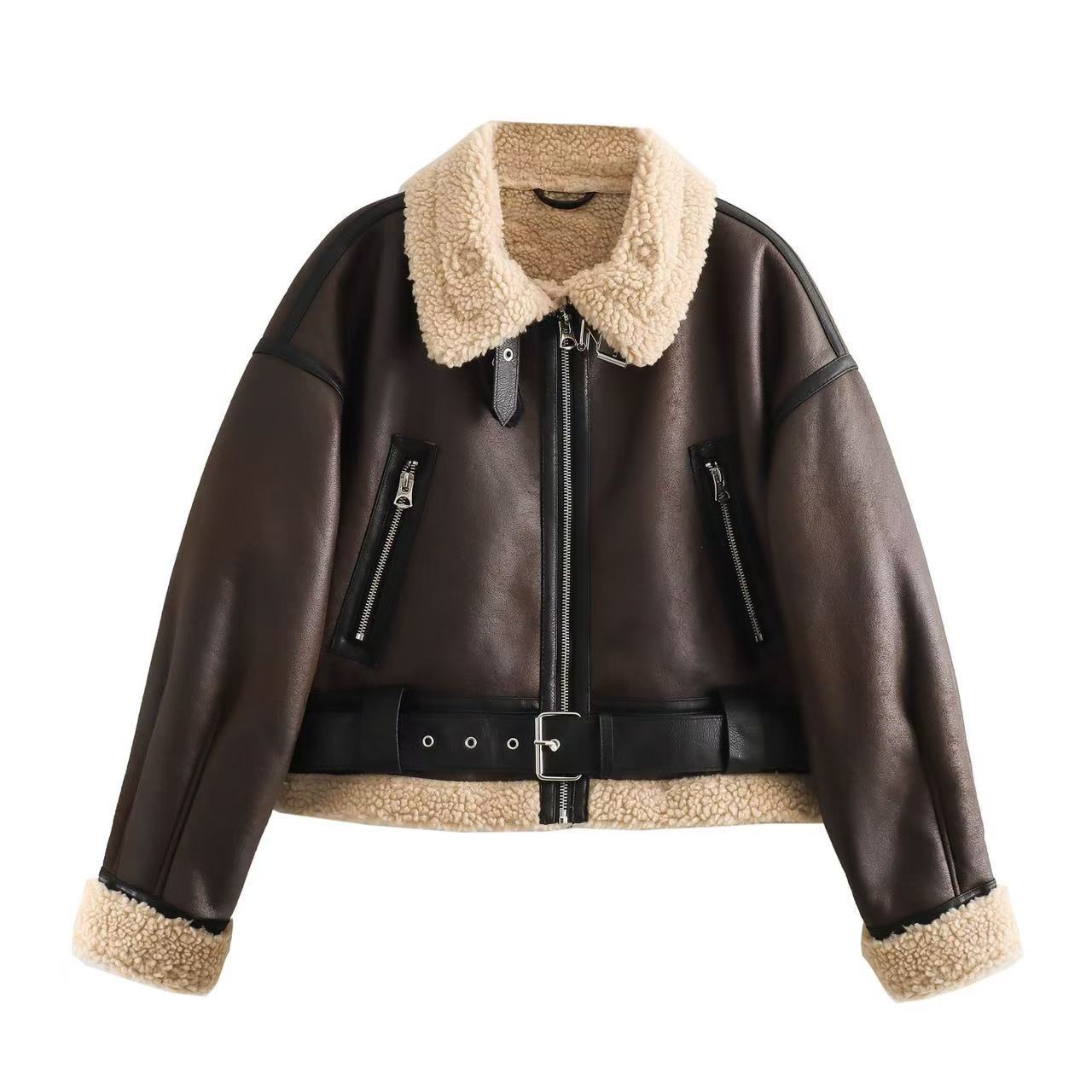 Women's Durable Fur One Retro Motorcycle Jackets