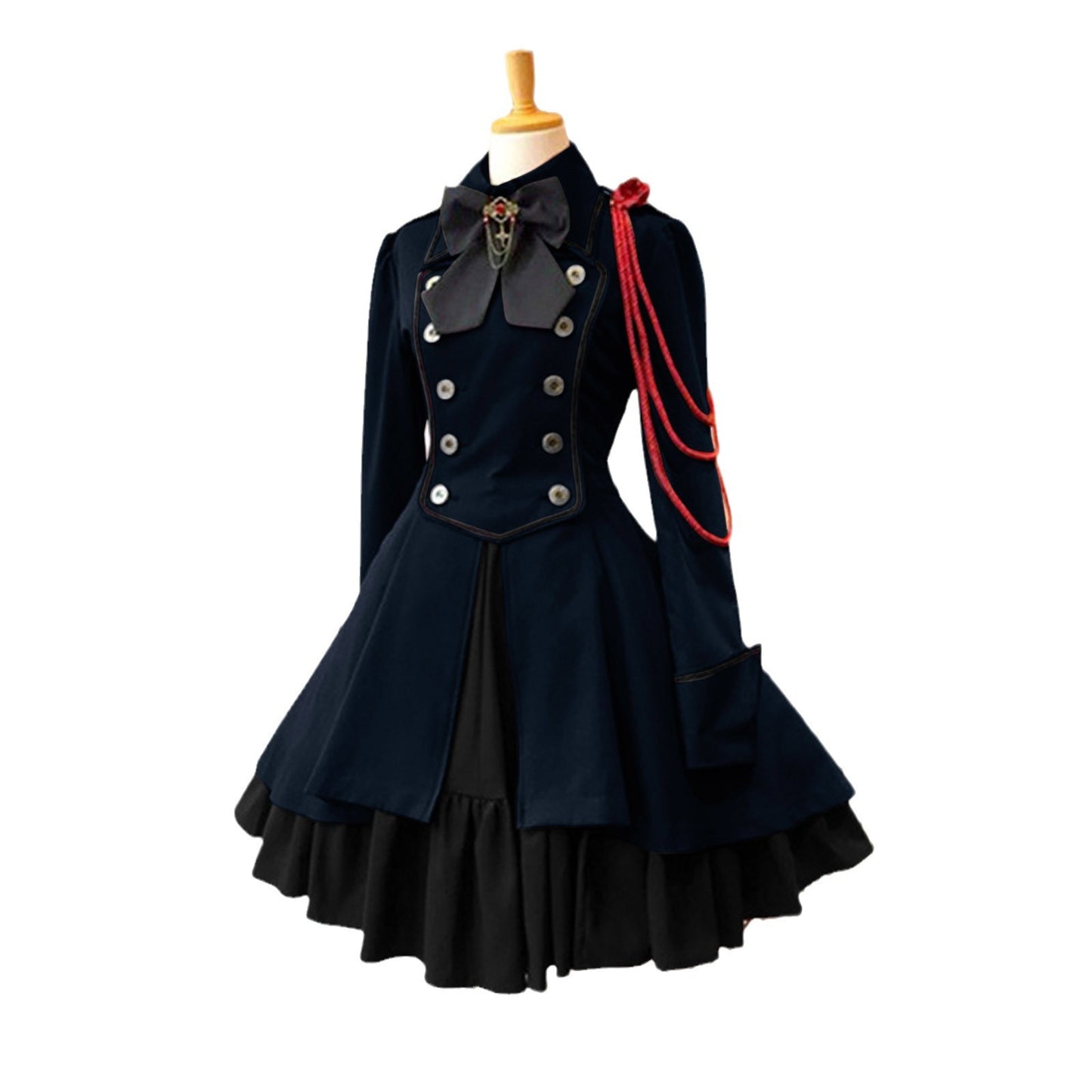 Renaissance Vintage Bow Long Sleeve Ruffled Dress Dresses