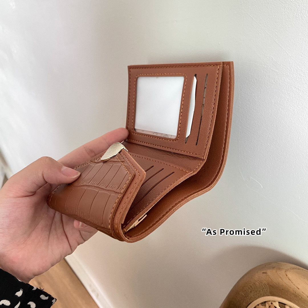 Women's Short Stone Pattern Retro Folding Ladies Wallets