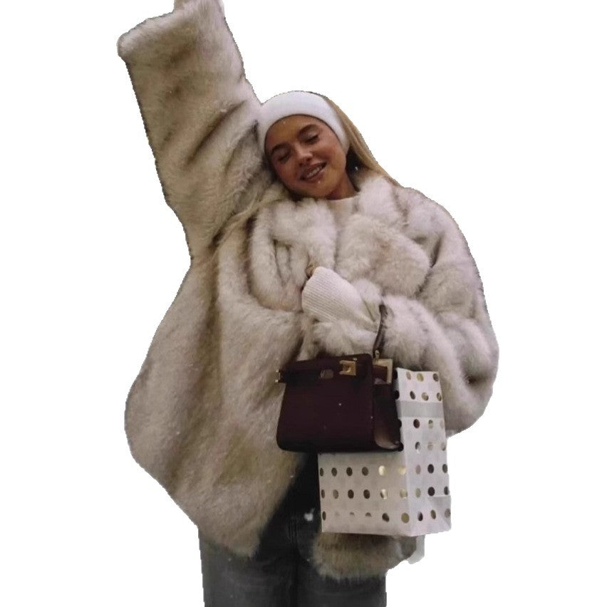 Idle Style Fox Fur Thickened Warm Faux Coats